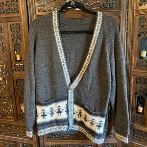 Alpaca wool grandpa style cardigan sweater